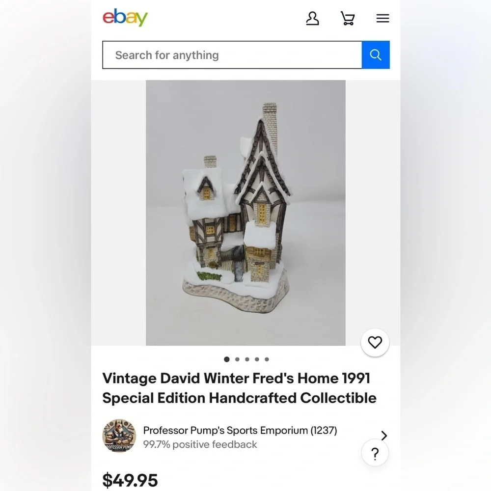 David Winter-Fred’s Home 1991 Special Edition Vintage Collectible Holiday EUC